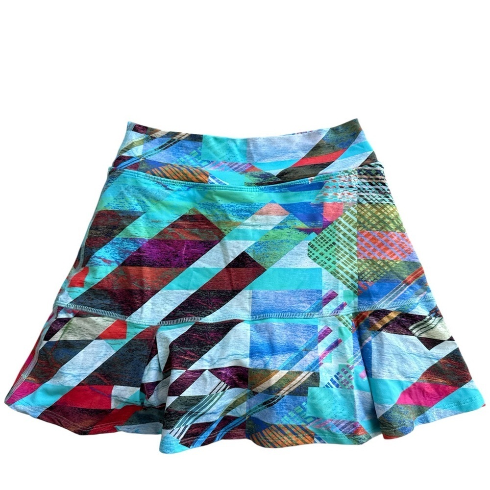 DONA JO Womens Sz 1 Small Geometric Print Athletic Golf Skort Skirt Ruffles